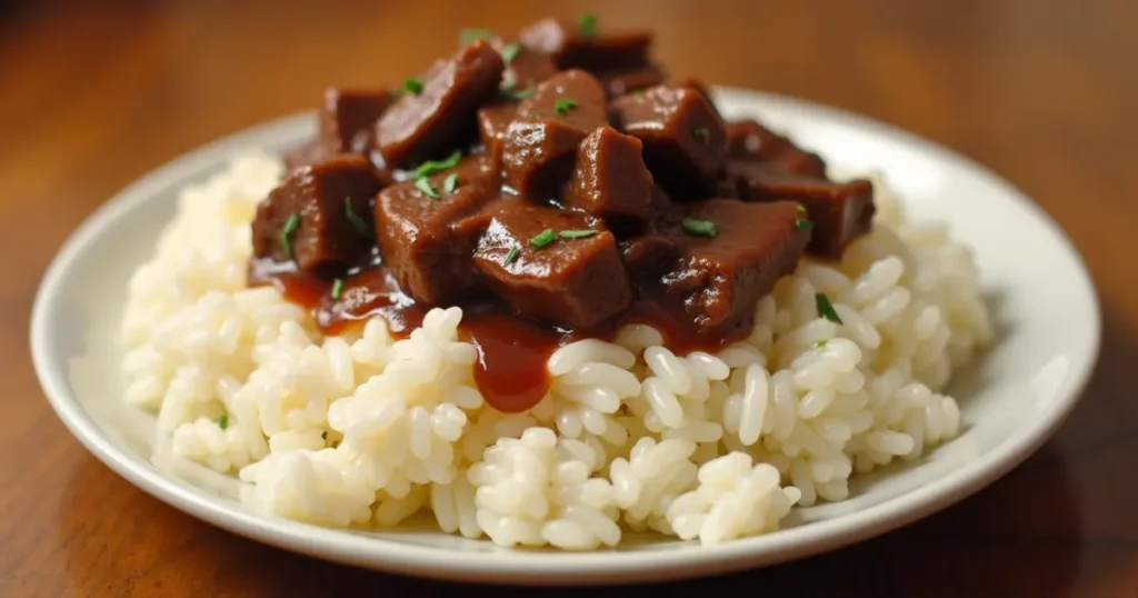 beef tips and rice