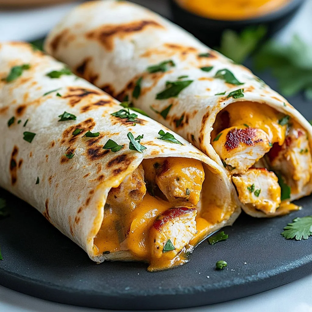 Cheesy Garlic Chicken Wraps