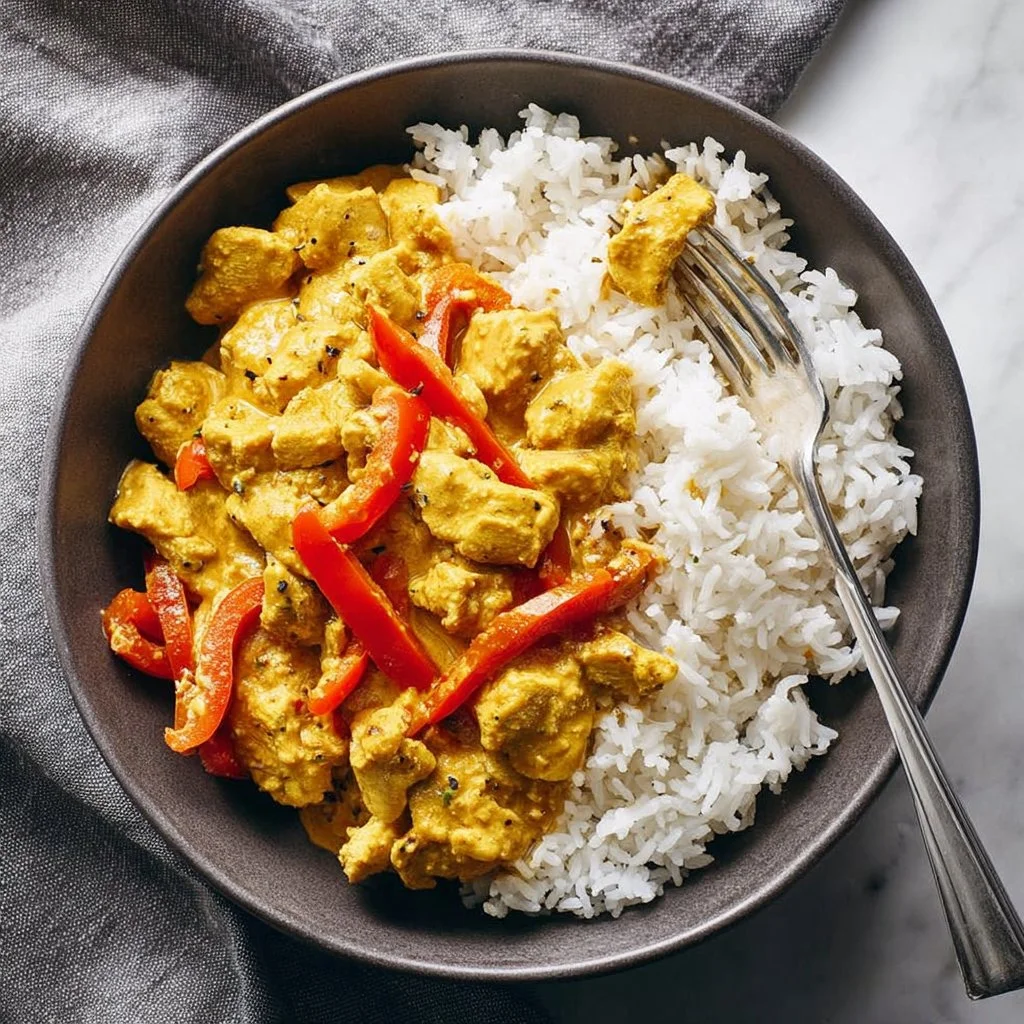 Delicious Coconut Chicken Curry with vegetables in a coconut milk sauce