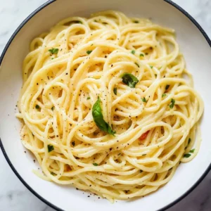 Delicious Garlic Butter Pasta topped with parsley, garnished beautifully.