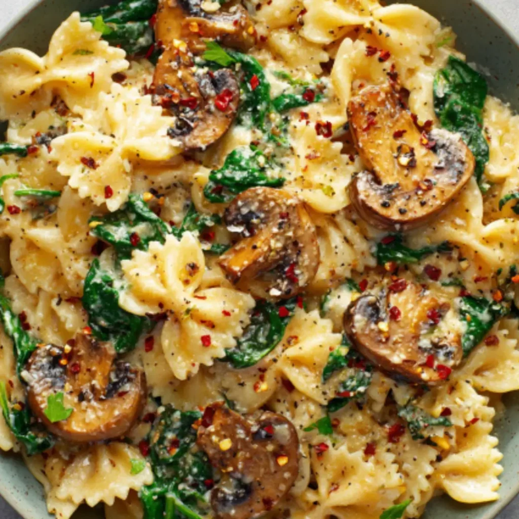 spinach mushroom pasta