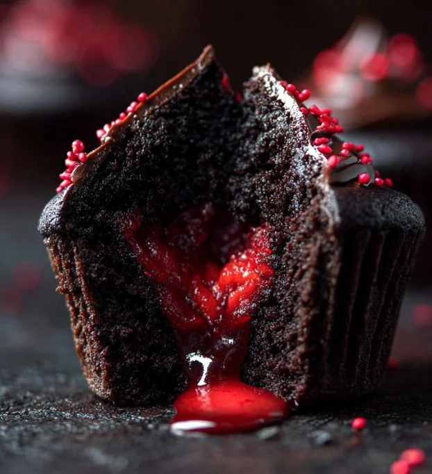 Bleeding Black Halloween Cupcakes