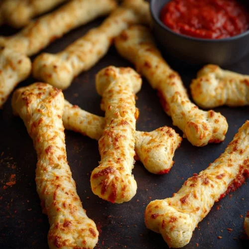 Cheesy Halloween Breadstick Bones