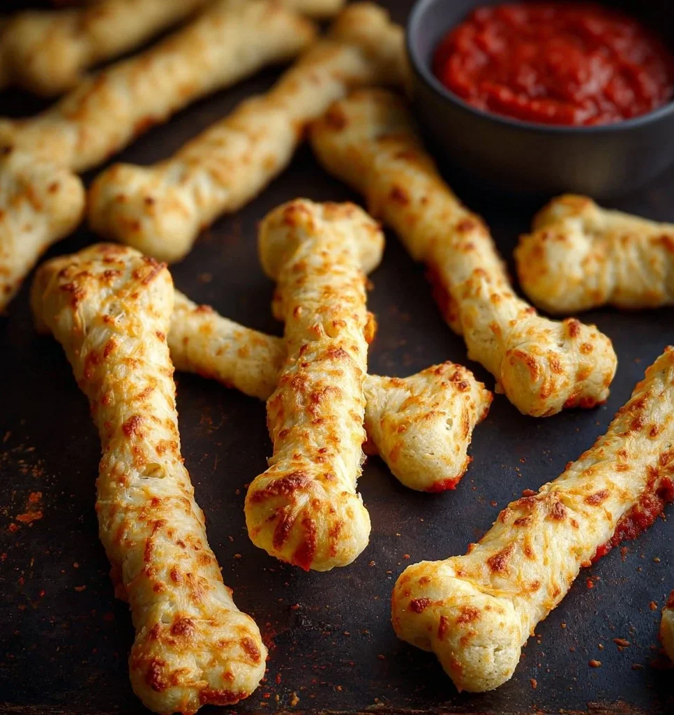 Cheesy Halloween Breadstick Bones