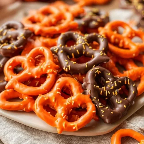 Chocolate Covered Pumpkin Pretzels