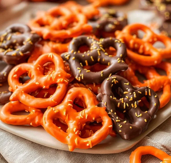 Chocolate Covered Pumpkin Pretzels