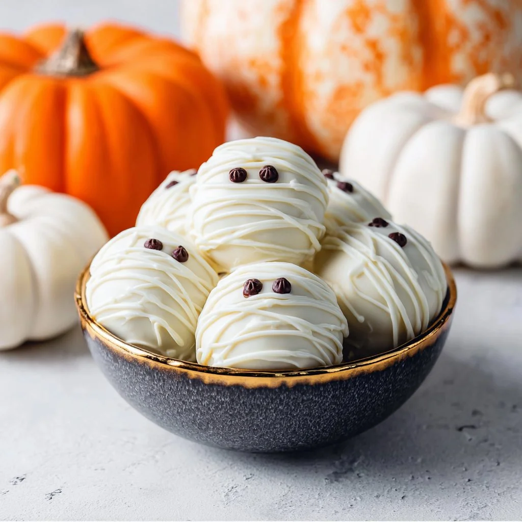 Halloween Mummy Pumpkin Truffles