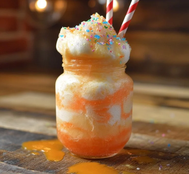 Halloween ice cream floats with festive toppings and spooky designs