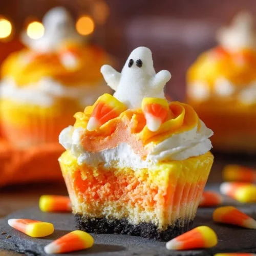 Mini Candy Corn Cheesecakes