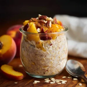 Peach Cobbler Overnight Oats