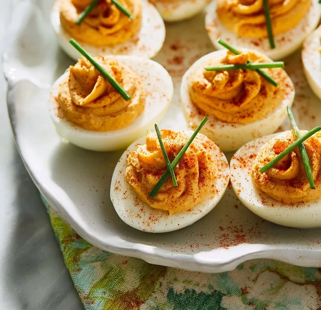 Roasted Red Pepper Deviled Eggs