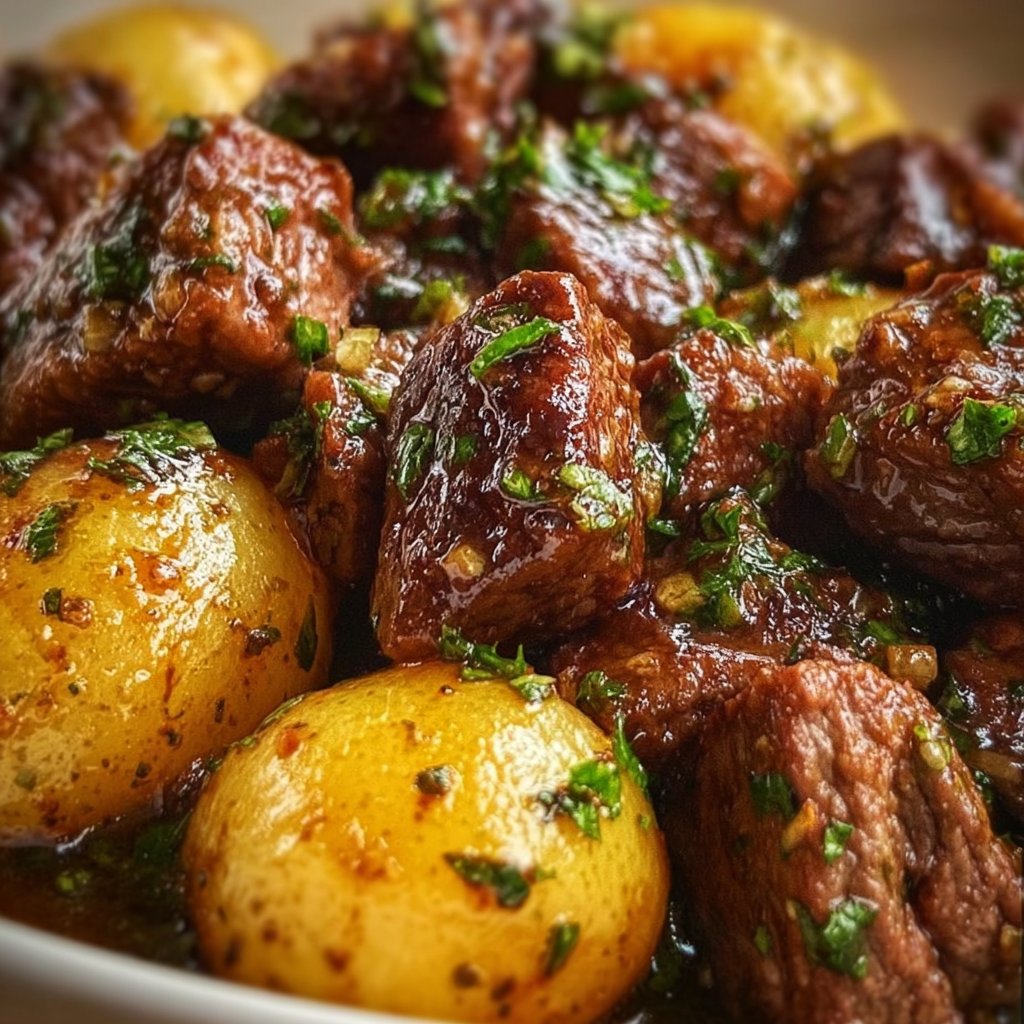 Garlic Butter Beef Bites with Potatoes