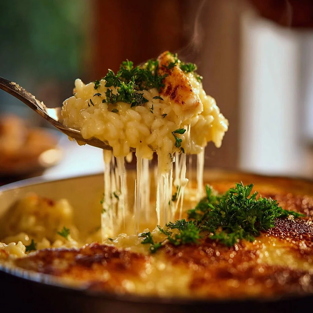 Delicious Angel Chicken Rice Casserole served in a baking dish