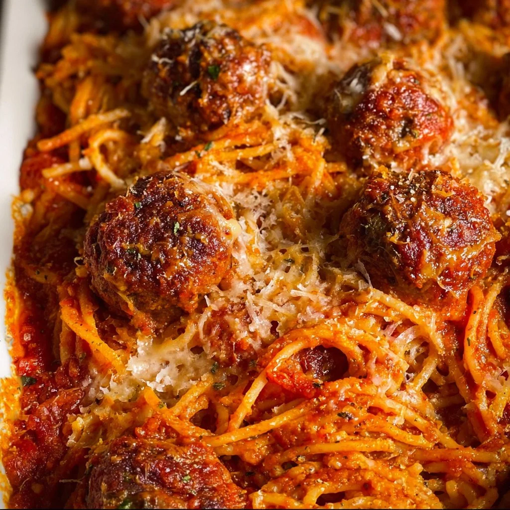 Baked Spaghetti and Meatballs