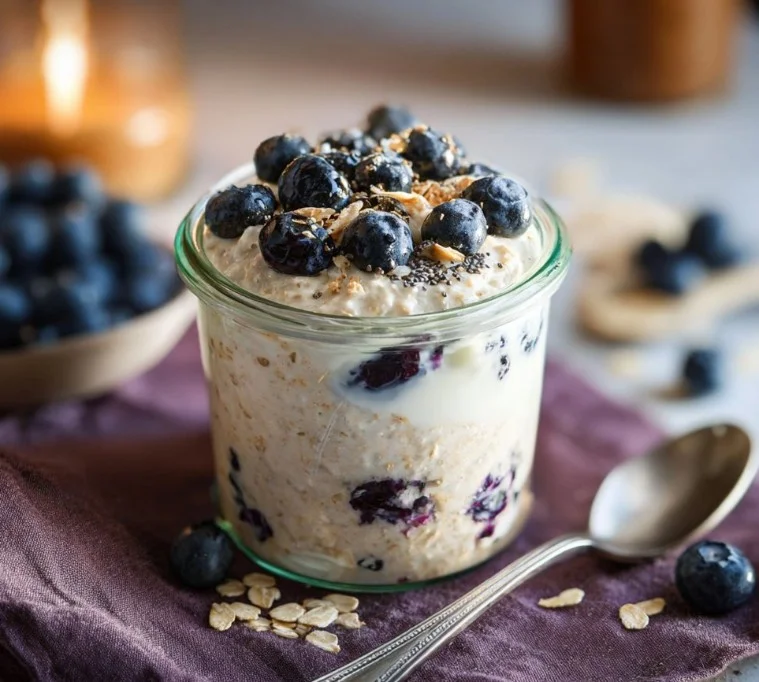 Blueberry Overnight Oats with Yogurt