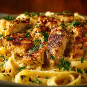 Boursin Chicken Pasta with creamy sauce and vegetables in a dish