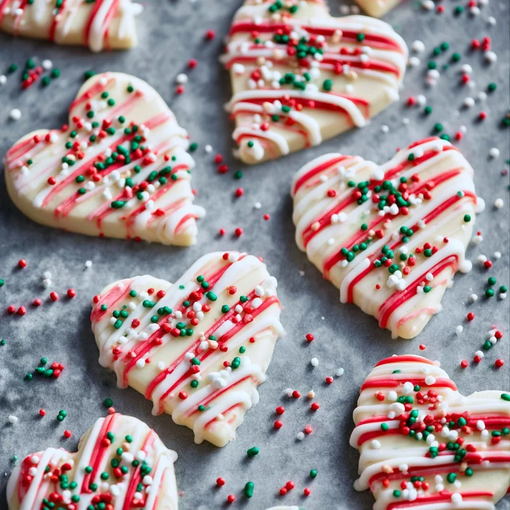 Candy Cane Hearts decorated for the holidays, a festive and sweet treat.