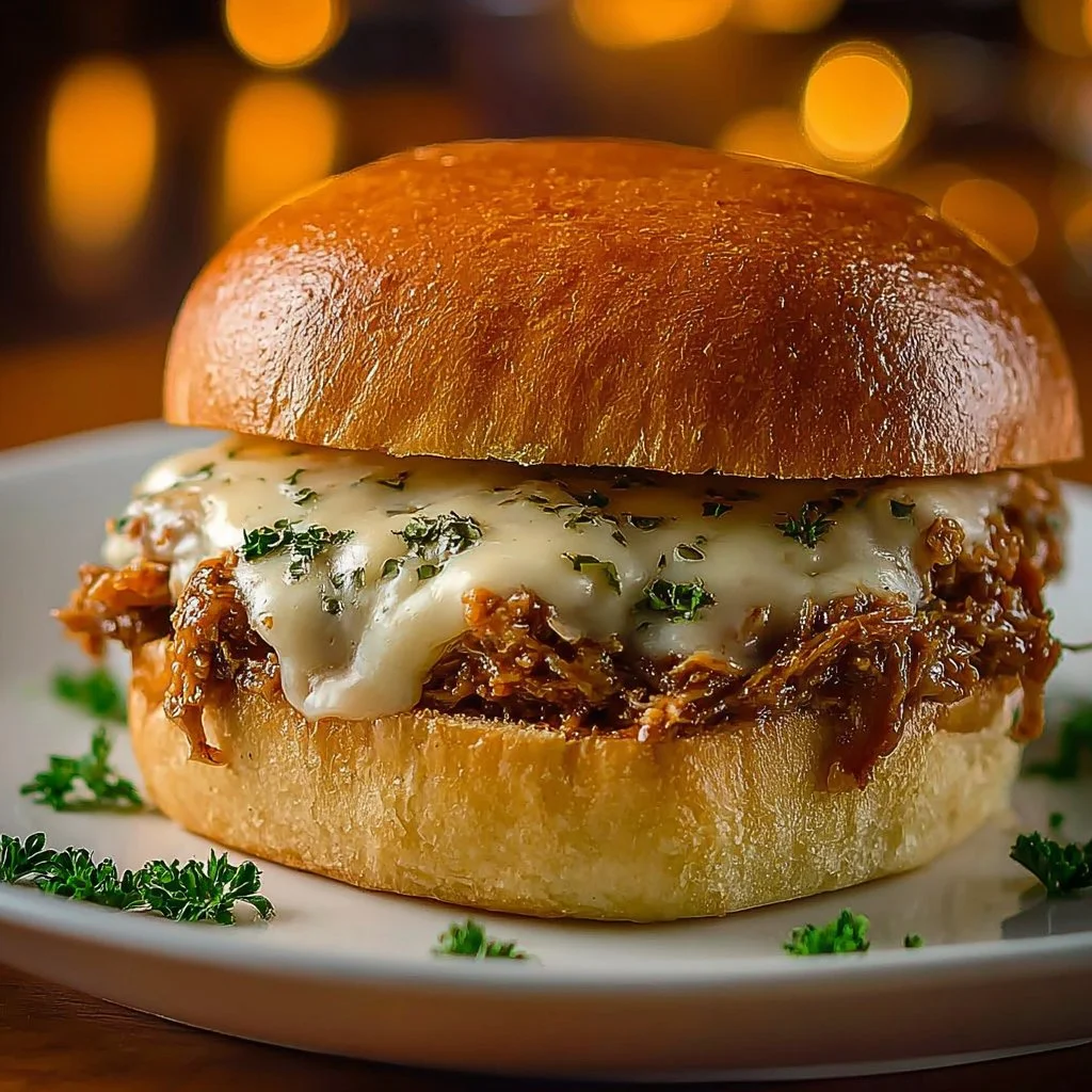 Delicious Chicken Alfredo Sloppy Joes served with sides