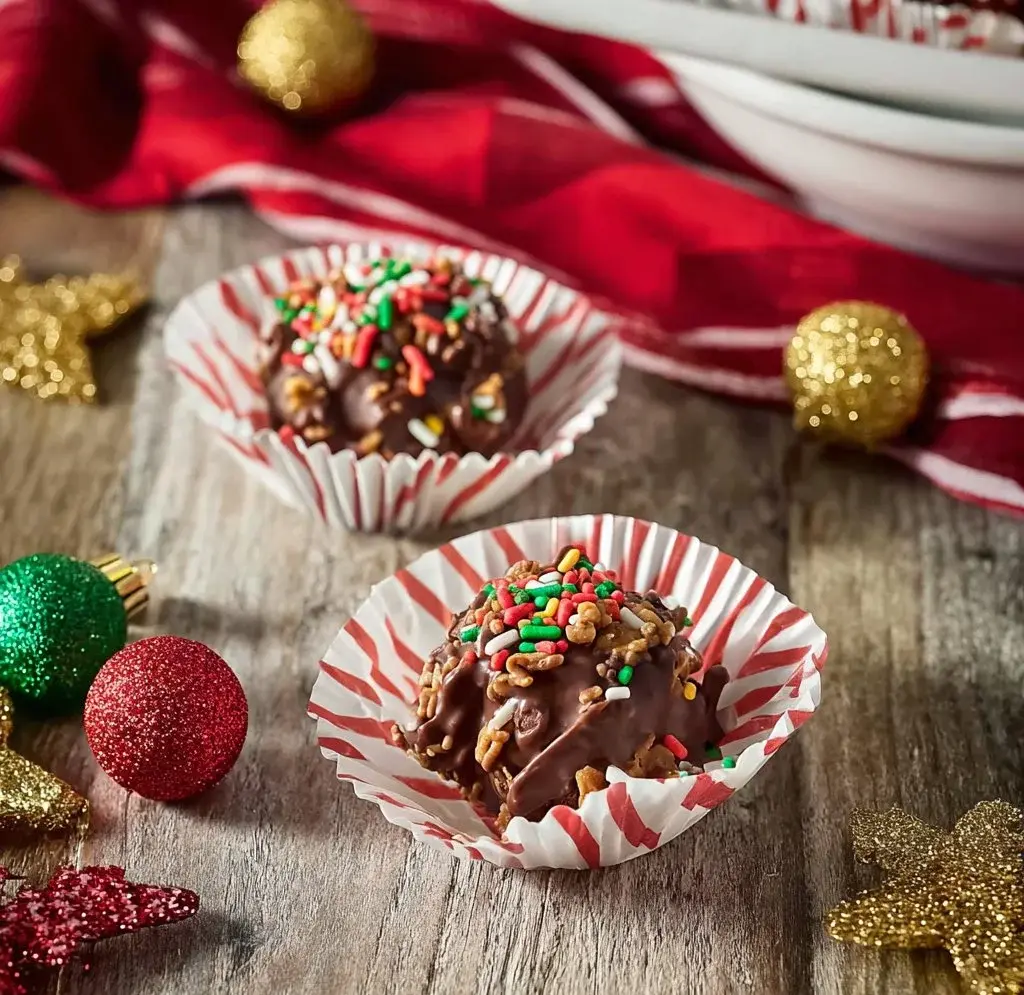 Plate of homemade Chocolate Haystack Cookies with chocolate and coconut toppings