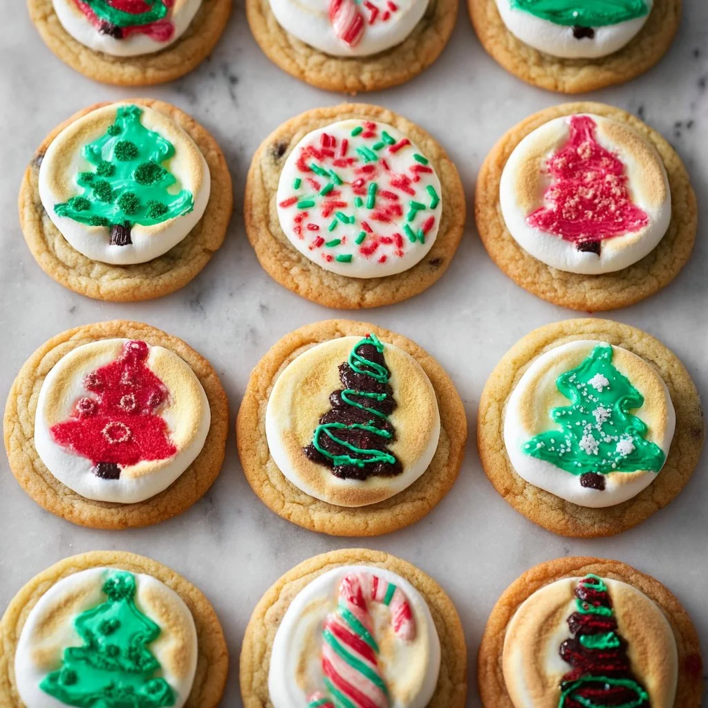 Plate of Christmas chocolate chip sugar cookies decorated for the holiday season