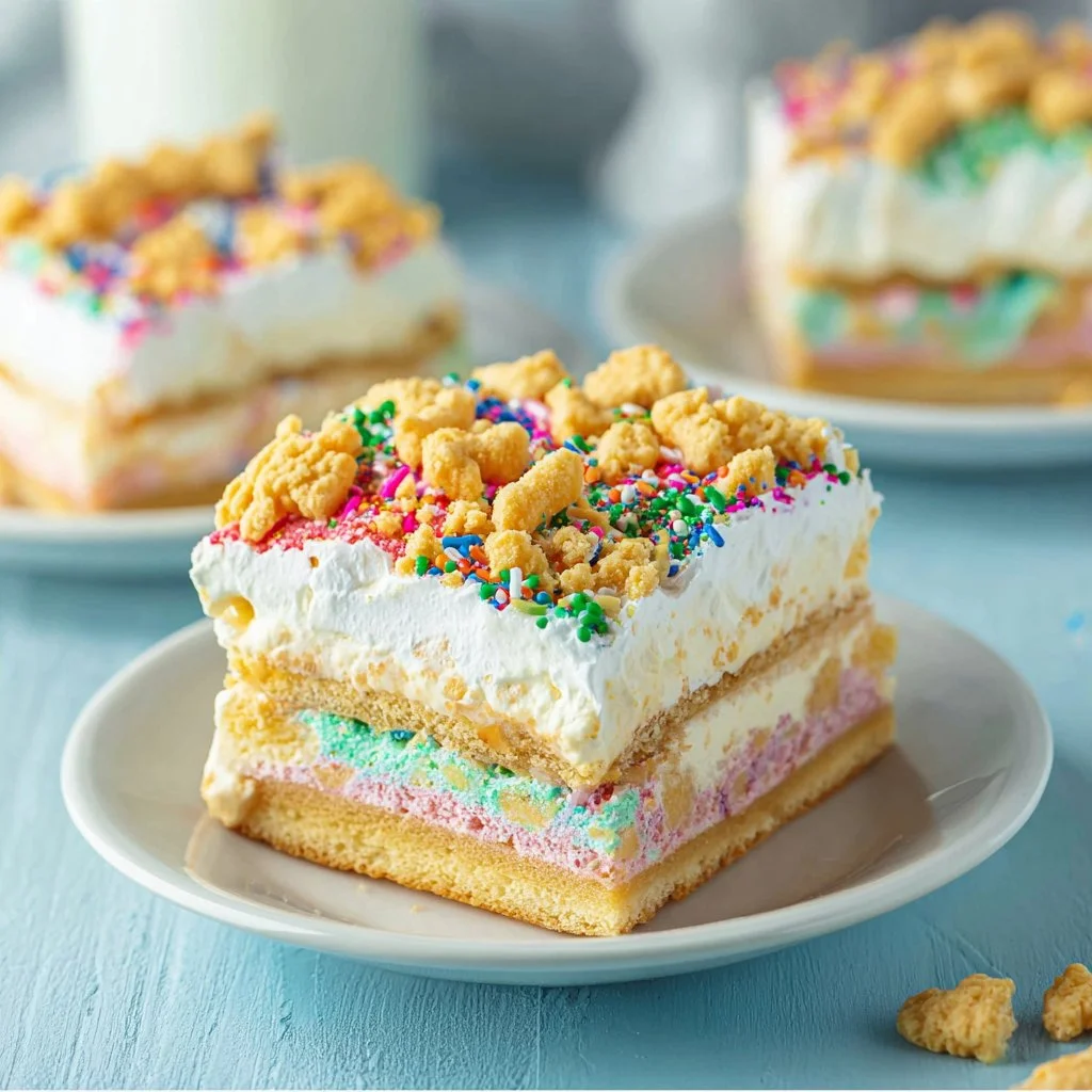 Delicious Christmas Cookie Lush dessert with layers of cookies and cream, festive treat.