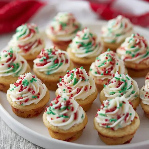 Festive Christmas Sprinkle Cookies Cups decorated with colorful sprinkles