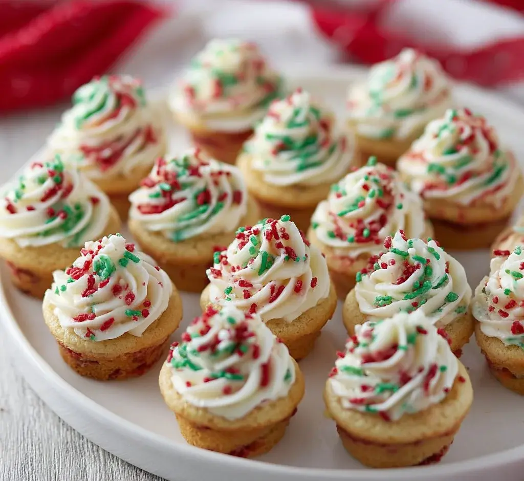 Festive Christmas Sprinkle Cookies Cups decorated with colorful sprinkles