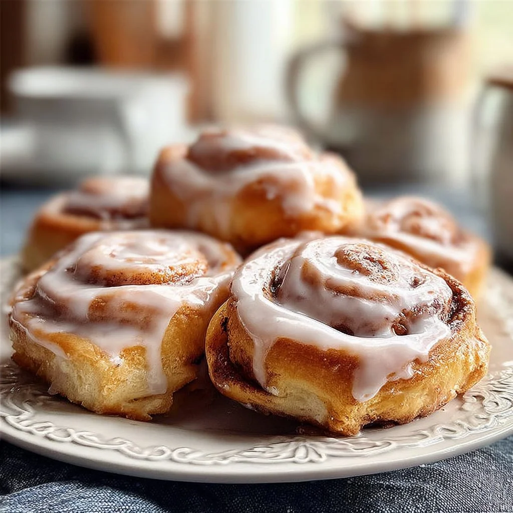 Freshly baked cinnamon roll cookies with icing, ready to enjoy.