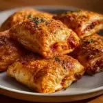 Crispy air fryer pizza rolls served on a plate.