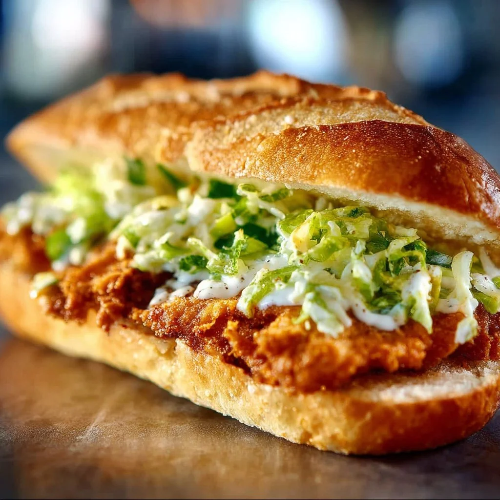 Crispy Chicken Caesar Sandwich with lettuce and dressing on a bun