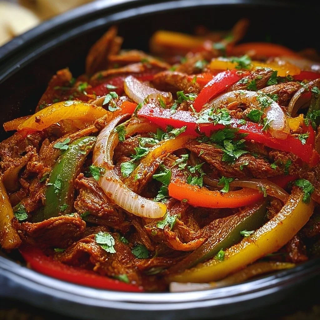 Delicious Crockpot Fajitas served with fresh toppings