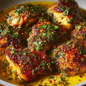 Delicious French Mustard Chicken served with herbs and side dishes
