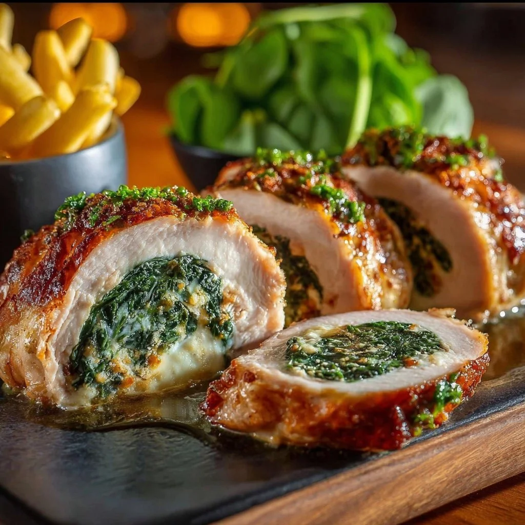 Herbed Ricotta Stuffed Chicken Rolls ready to serve