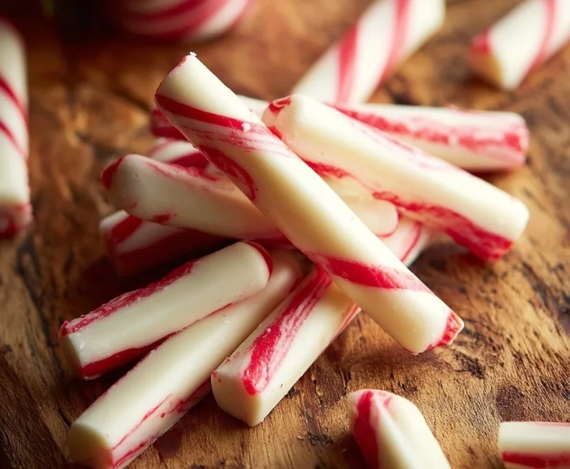 Homemade Christmas peppermint sticks ready for the holiday season.