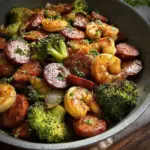 Honey Garlic Shrimp, Sausage, and Broccoli