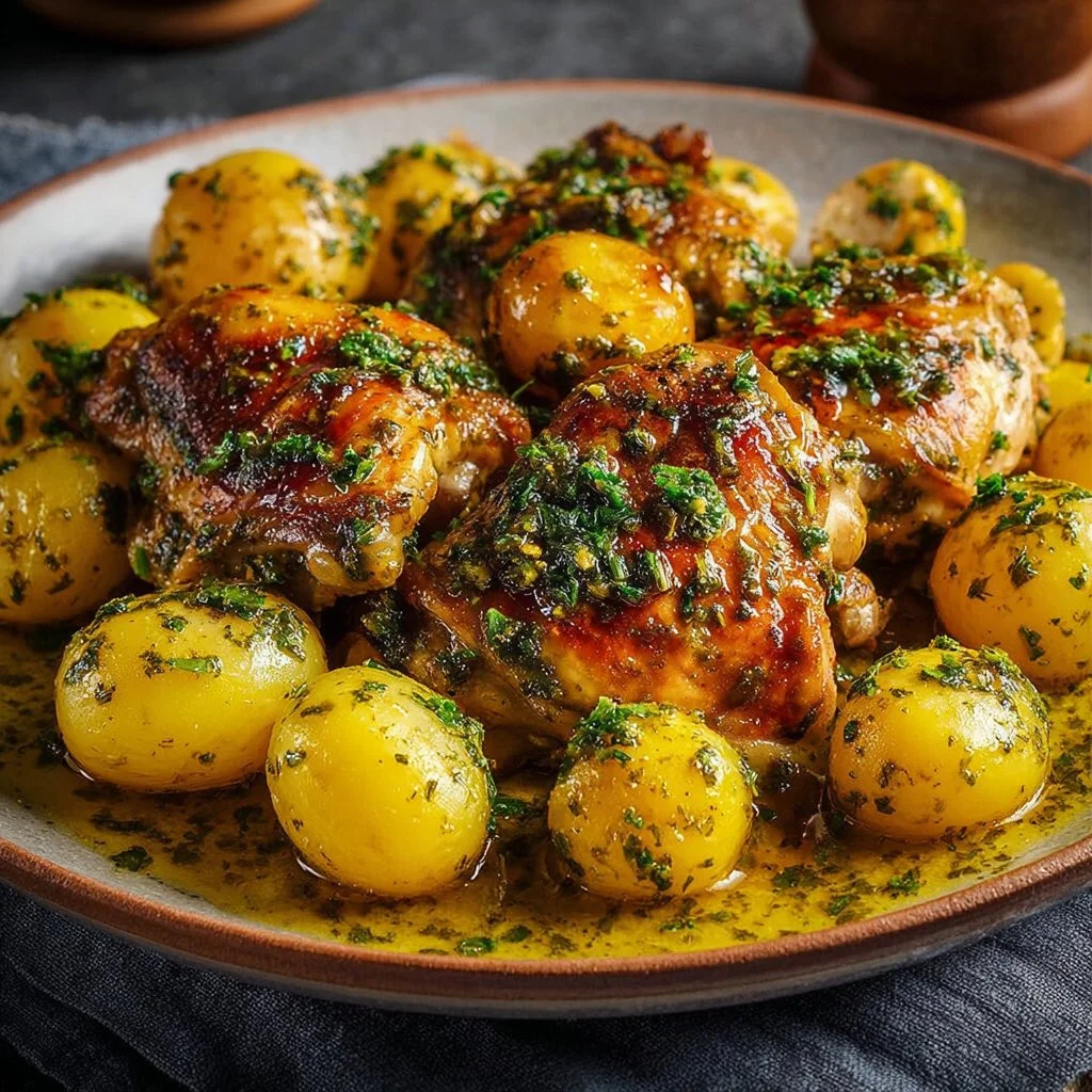 Irresistible Garlic Parmesan Crockpot Chicken served with herbs on a plate