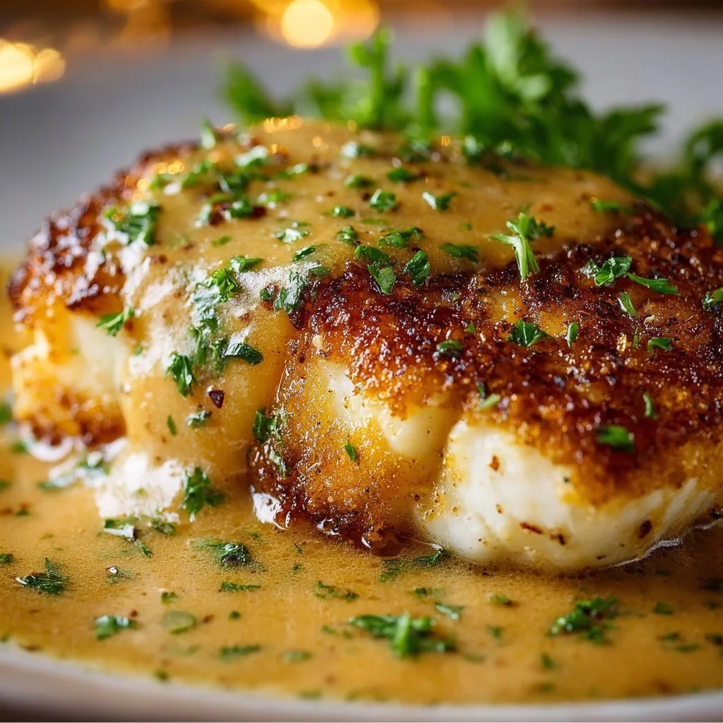 Delicious Longhorn Steakhouse Parmesan Chicken garnished with herbs and cheese
