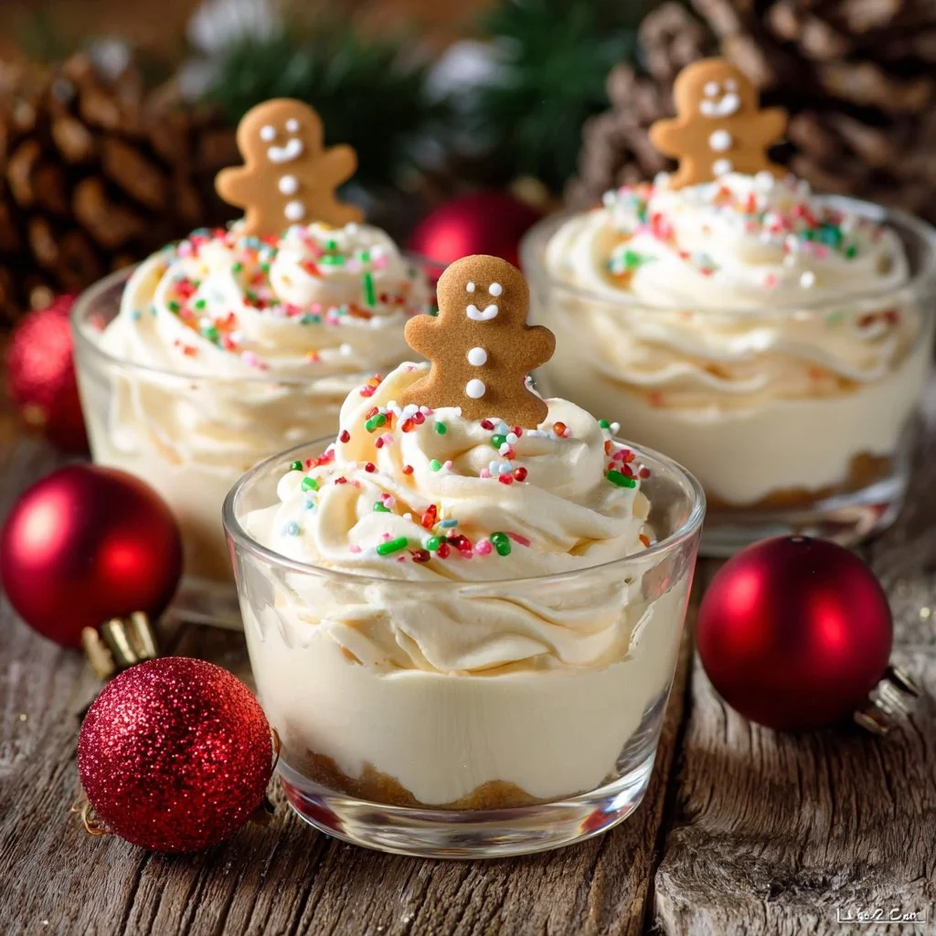 No-bake gingerbread cheesecake slice topped with whipped cream and gingerbread crumbs