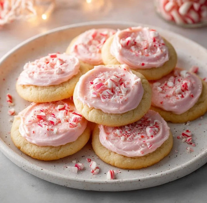 Peppermint meltaway cookies decorated for the holidays
