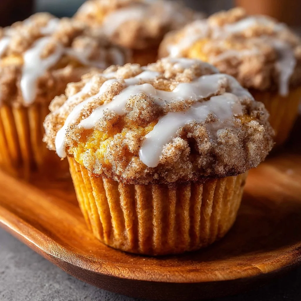 Delicious Pumpkin Cinnamon Roll Muffins fresh from the oven