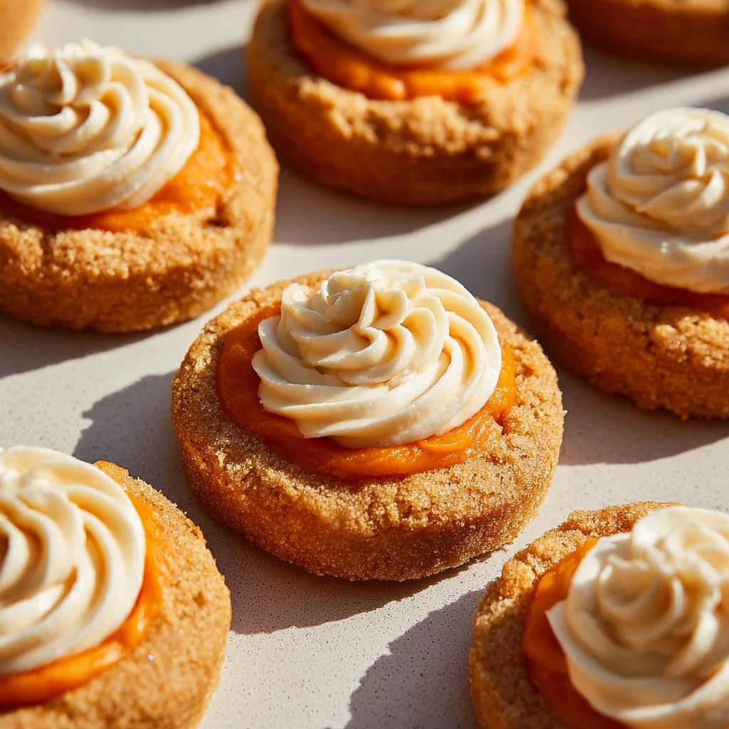 Freshly baked Pumpkin Pie Cookies on a decorative plate.