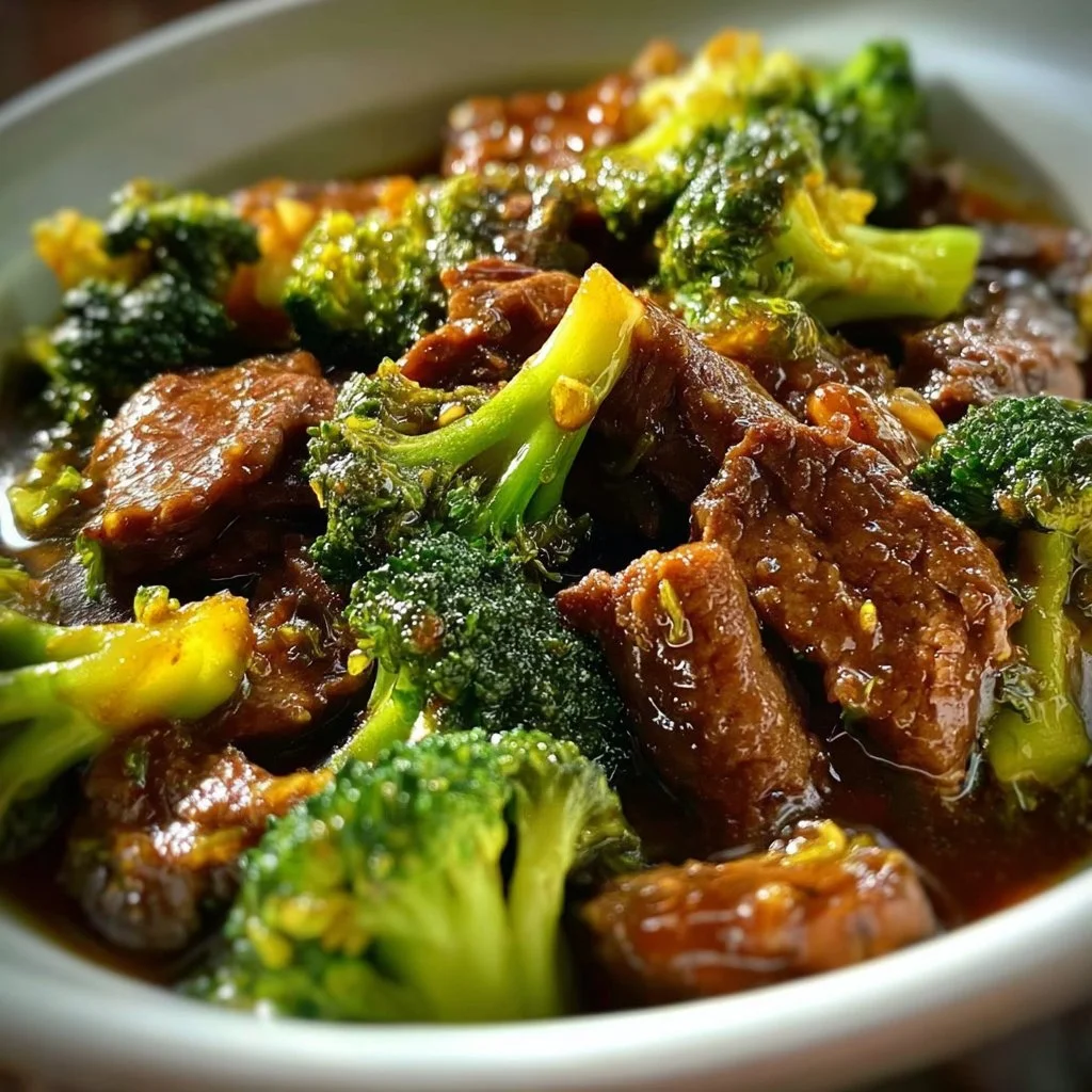 Savory Crock Pot Beef and Broccoli served in a bowl