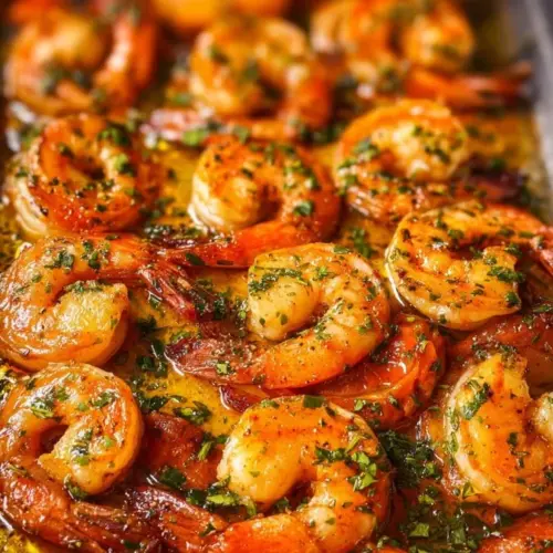 Delicious sheet pan shrimp ready to serve, perfect for an easy meal.