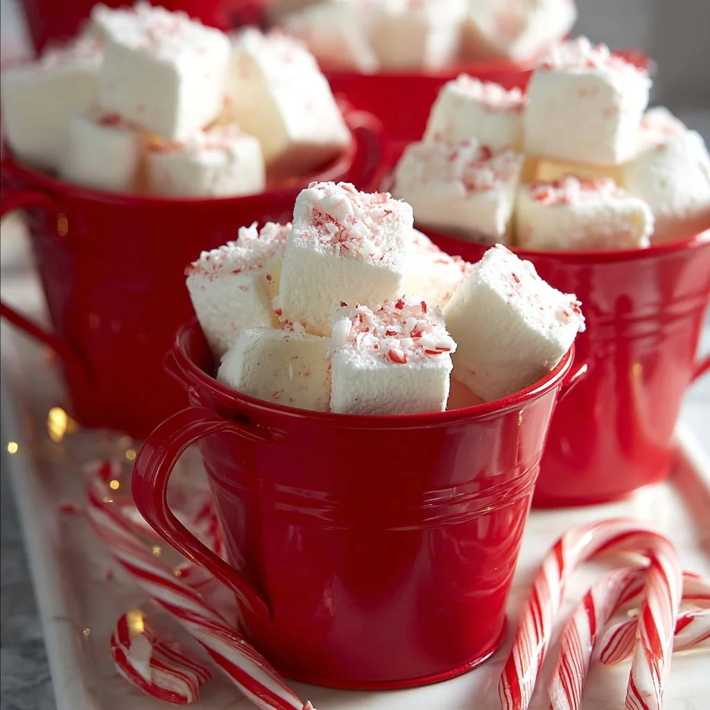 Delicious white chocolate peppermint fudge with a festive garnish.