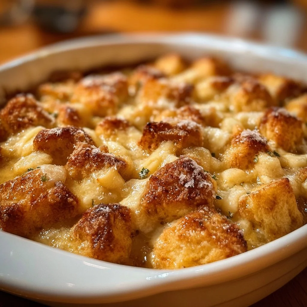 Delicious Apple Bubble Up Casserole freshly baked in a dish.