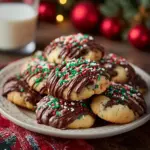 Freshly baked chewy chocolate chip cookies on a cooling rack