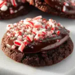 Delicious Chocolate Peppermint Ganache Cookies with festive holiday decorations