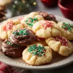 Delicious Christmas butter cookies decorated for the holidays