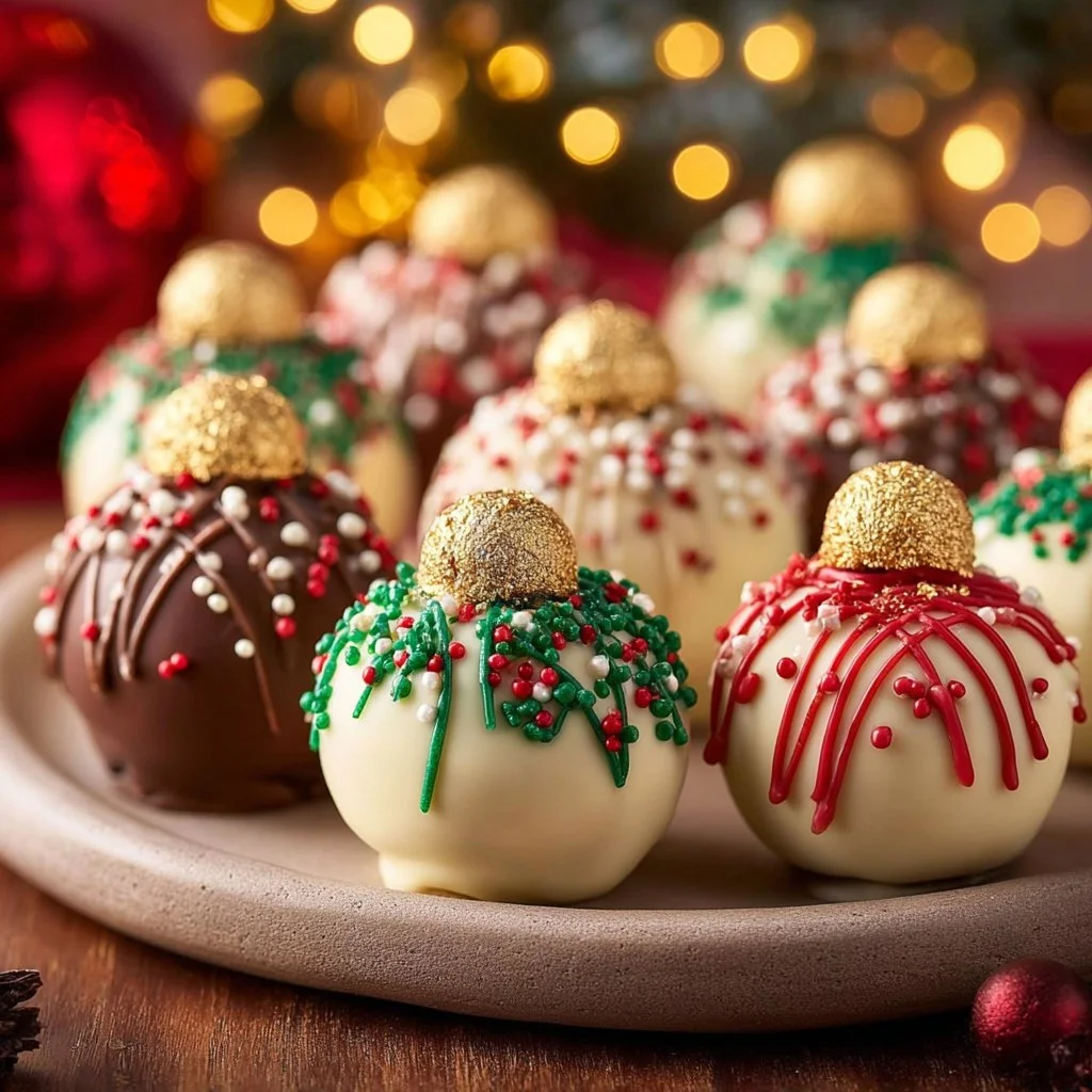Delicious Christmas Oreo Balls decorated for the holidays
