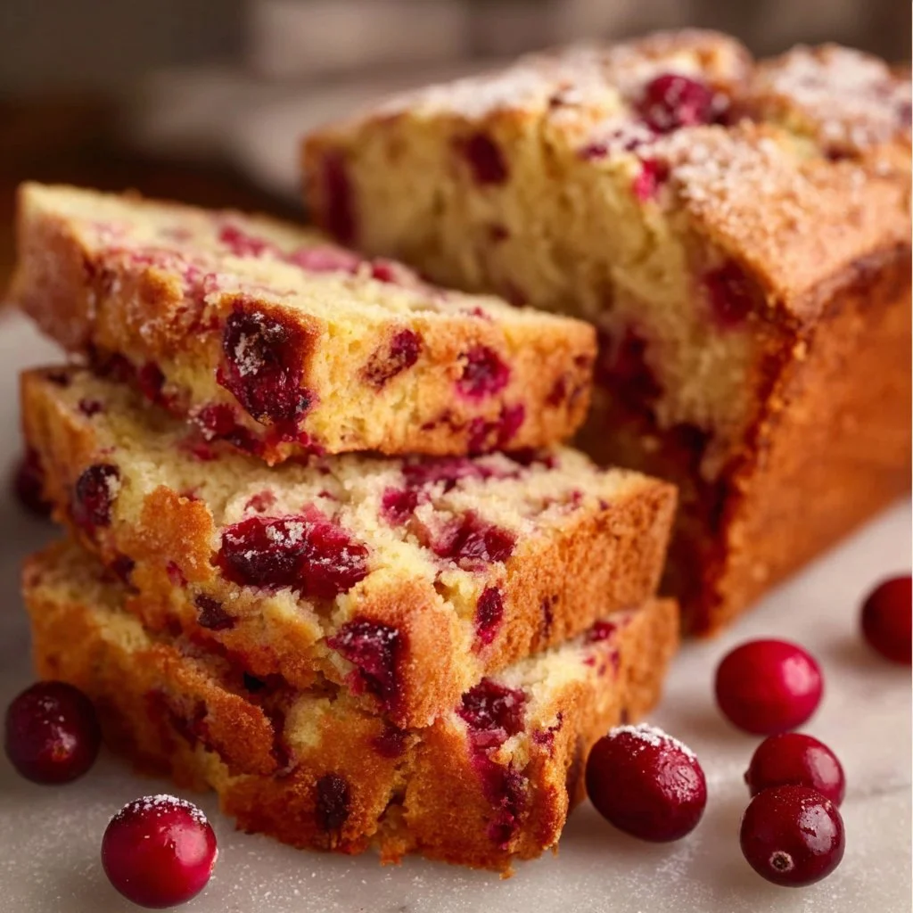 Delicious Cranberry Christmas Cake topped with festive decorations